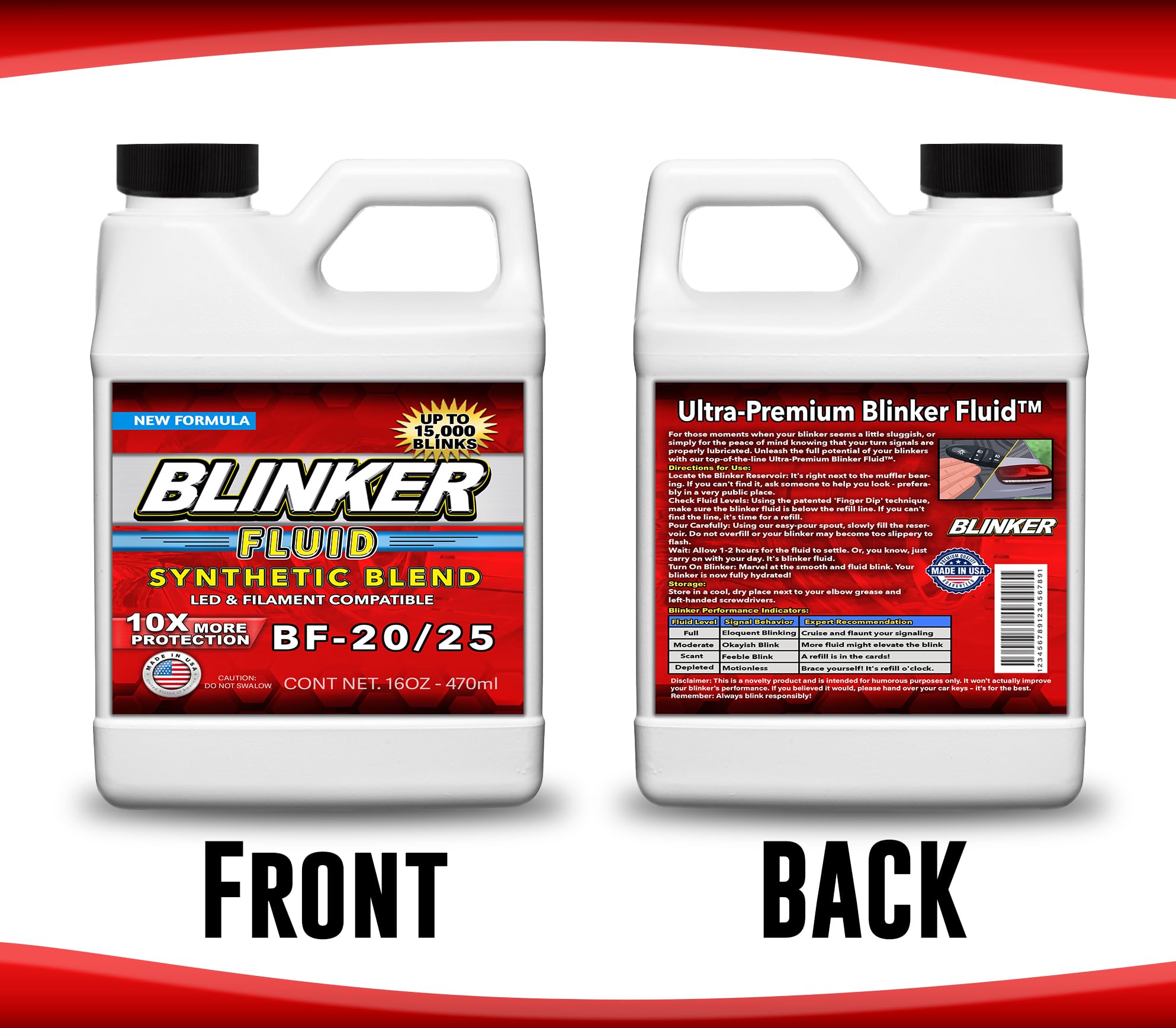 Jergrim Blinker Fluid bottle proudly USA-made novelty gift.