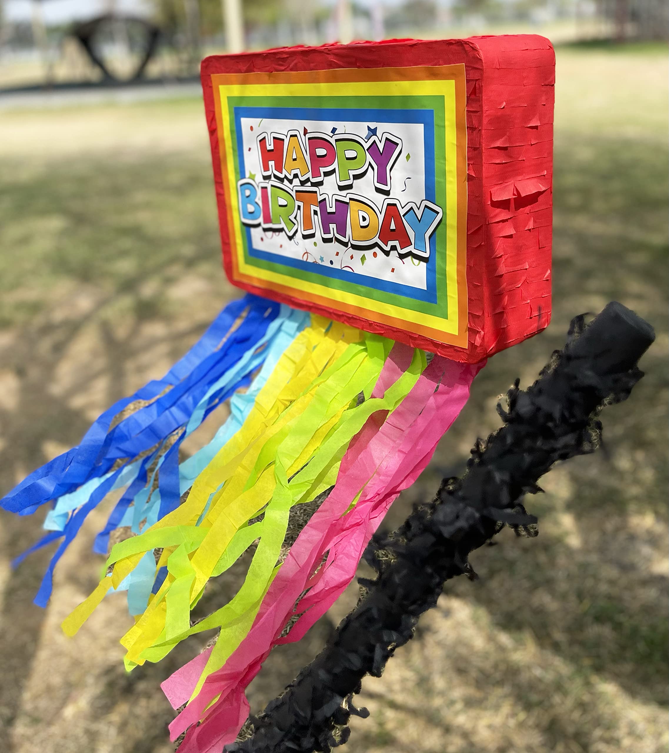 Jergrim Birthday Piñata wooden stick for hitting supports safe play.