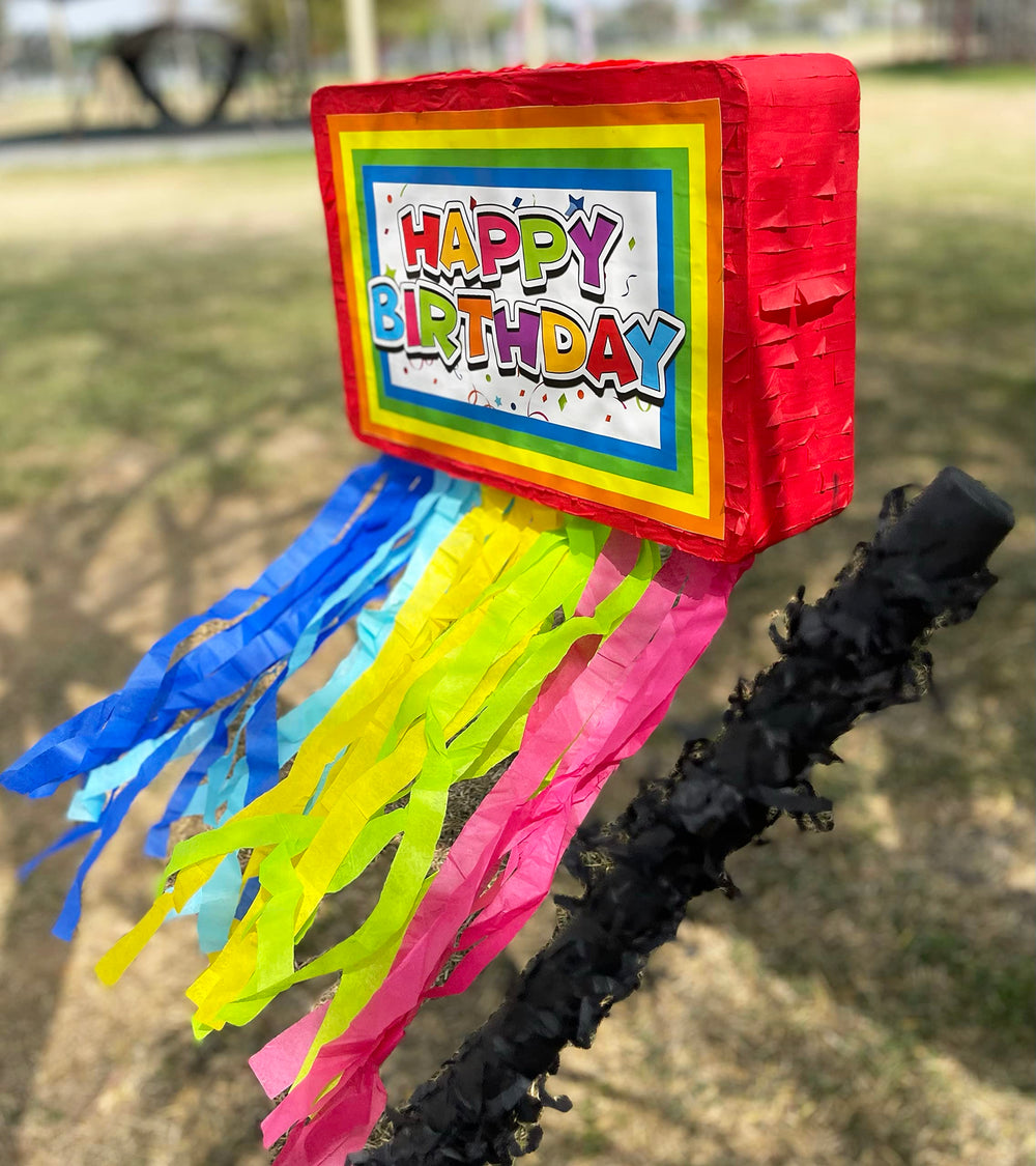 Jergrim Birthday Piñata wooden stick for hitting supports safe play.