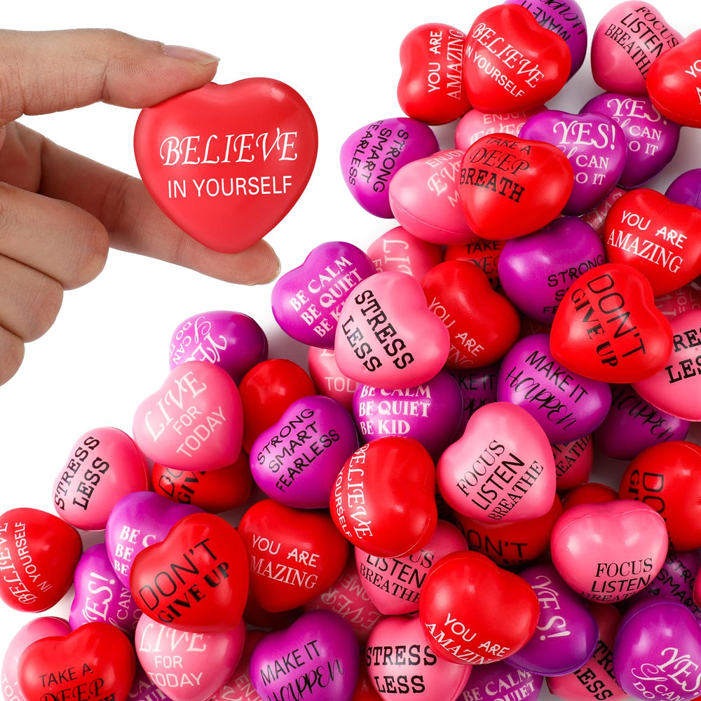 Jerify red 1.5-inch heart stress ball for calming fidget play and party favors