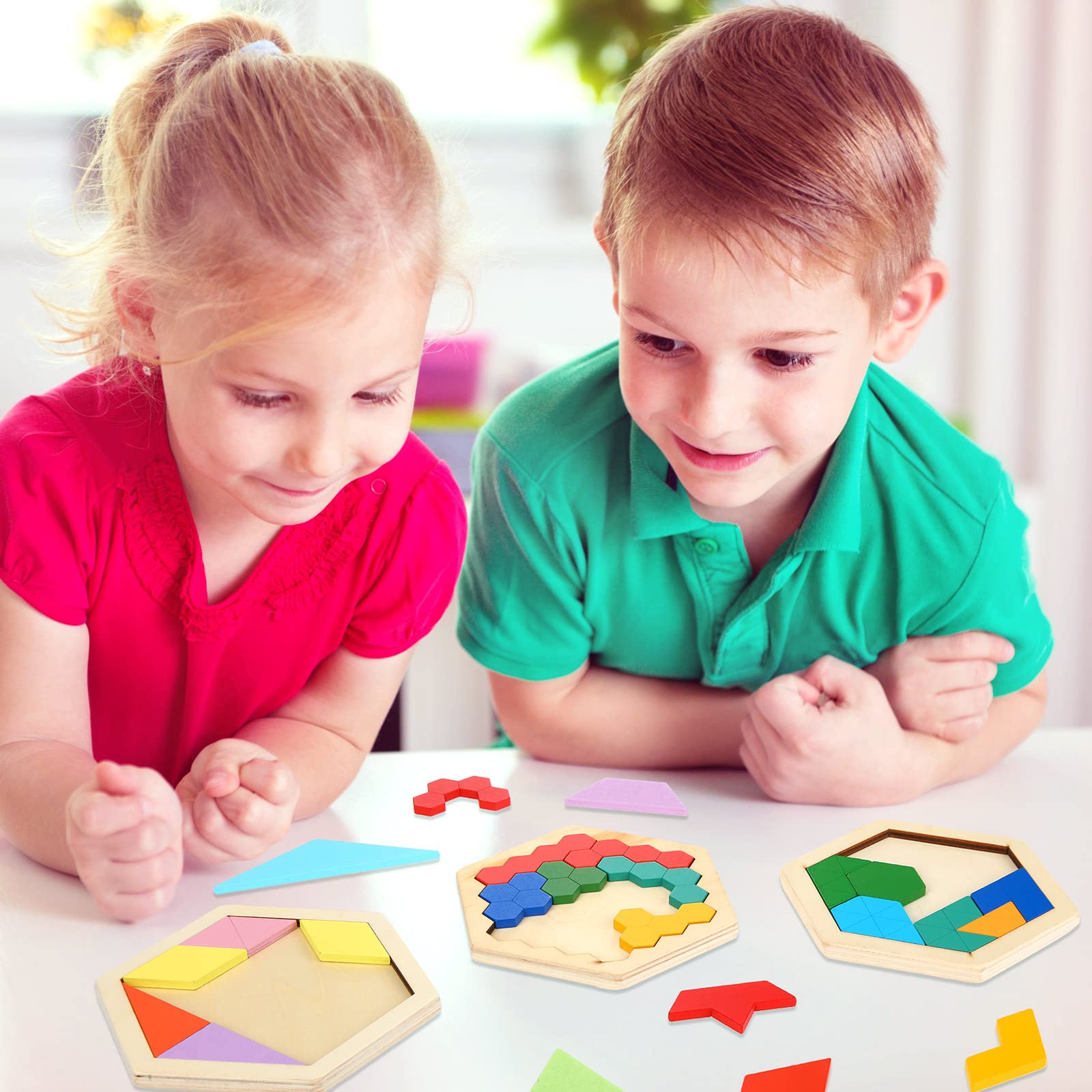 Jerify tangram blocks with a smooth finish are safe for little hands during play.