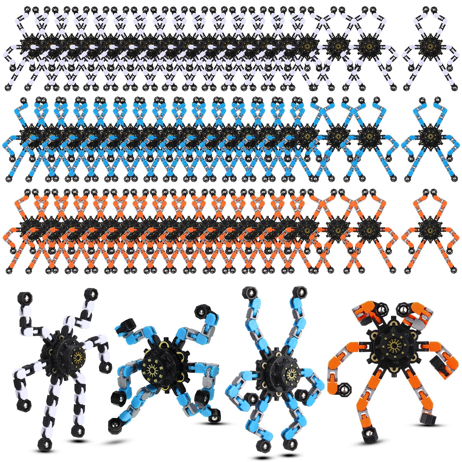 Jerify transformable chain robot toy held in hand for tactile focus and calm moments