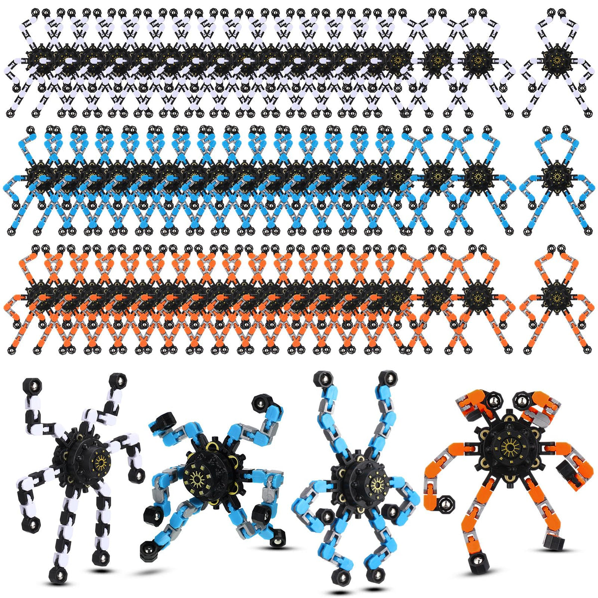 Jerify transformable chain robot toy held in hand for tactile focus and calm moments