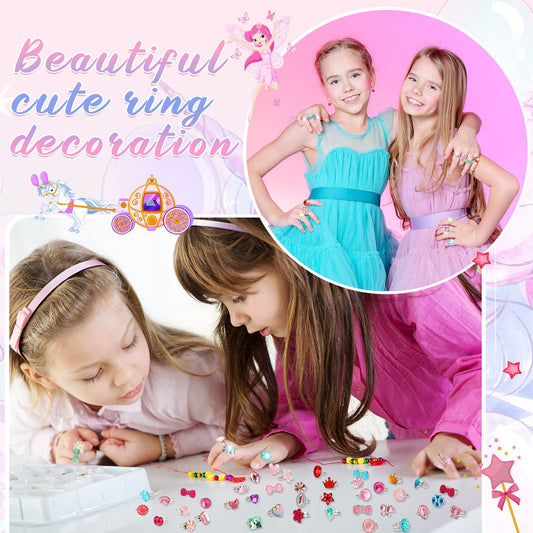 Jerify butterfly and heart designs on adjustable rings for imaginative dress-up play.