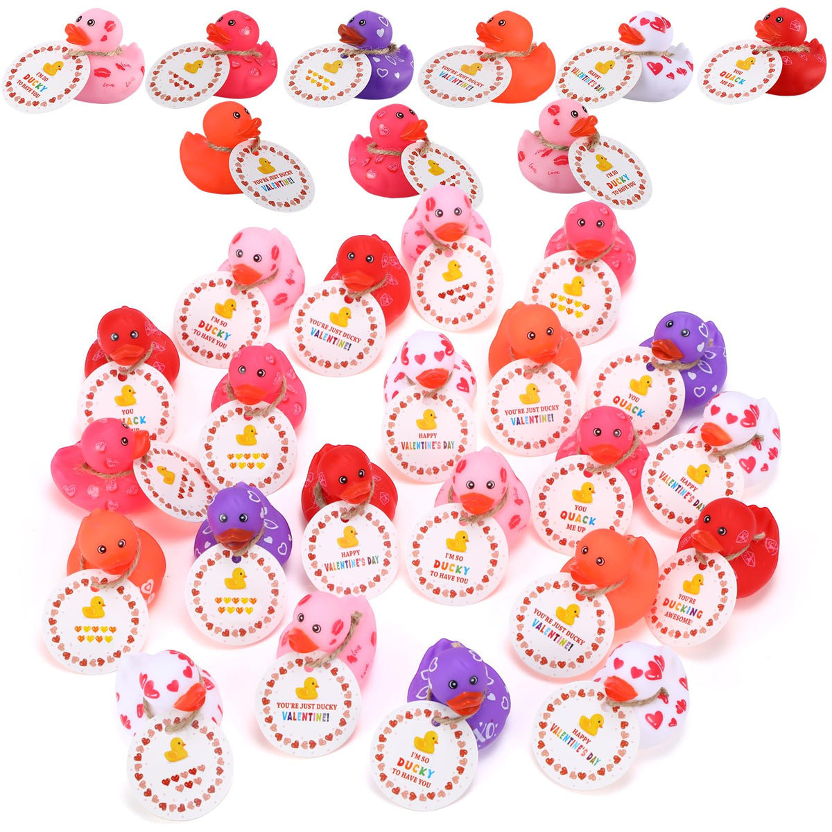 Jerify Valentines ducks with heart patterns for festive classroom decor