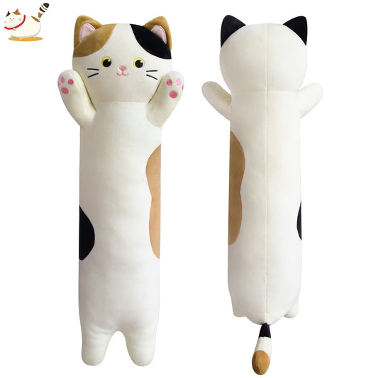 JEROKUMI long cat plush boby pillow, 22 inches, ideal for cozy bedtime cuddles.