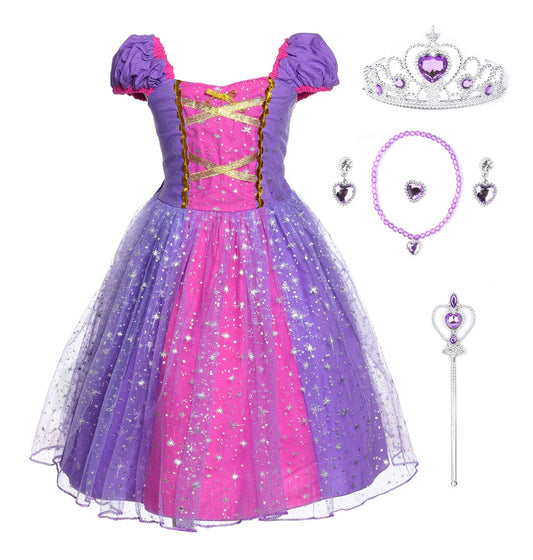 JerrisApparel Girl Princess Dress front view with soft cotton comfort