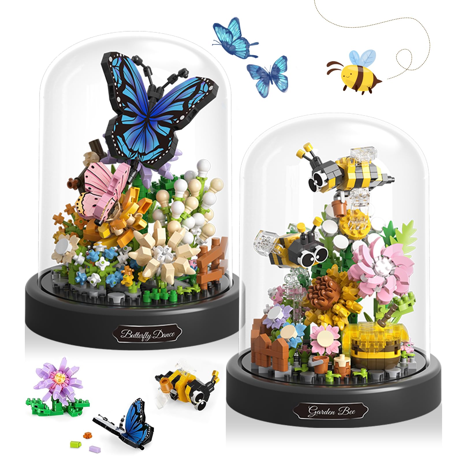 JESGO 2 Flowers Bouquet with bee model for durable home decor