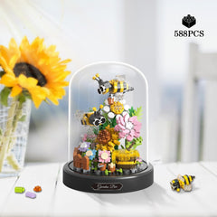 JESGO sunflowers and roses bouquet with butterfly for stylish shelf display