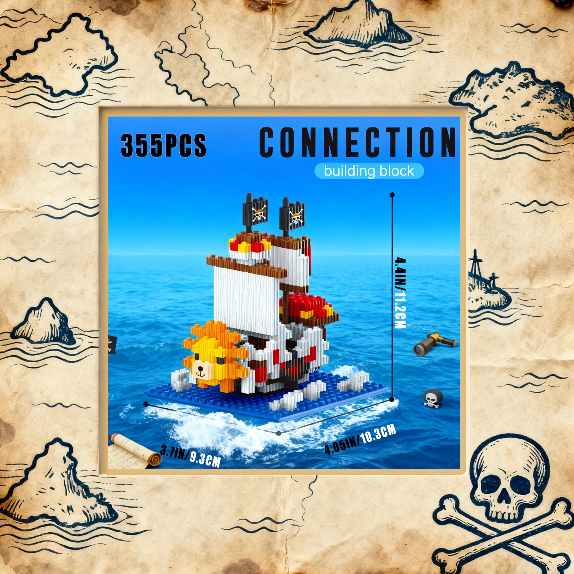 JESGO 5 Mini Pirate Ship Thousand Sunny lifelike features for shelf decor