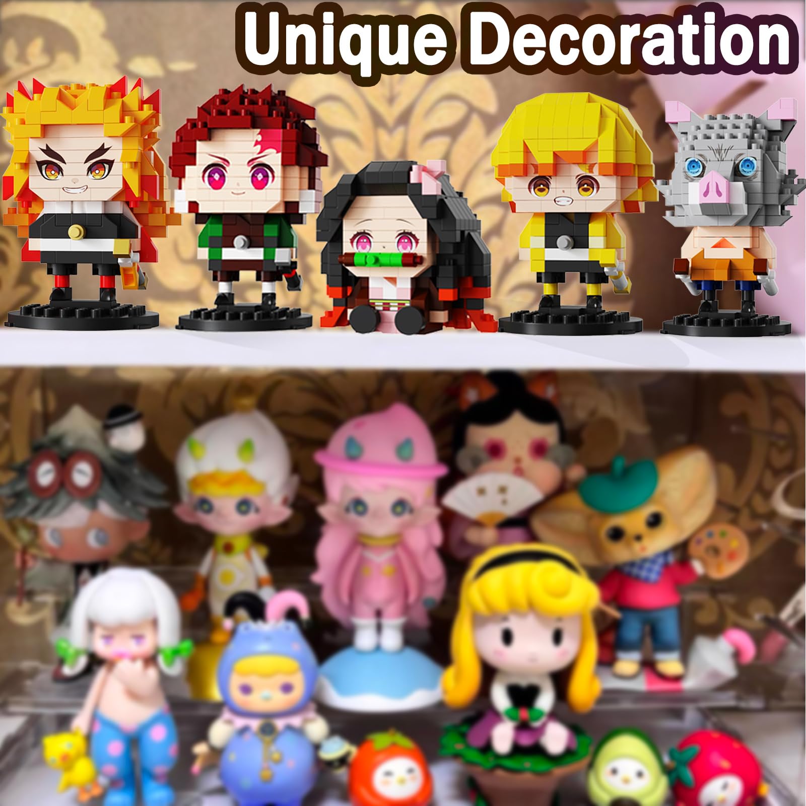 JESGO demon-slayer figures on desk, durable ABS blocks for long-lasting enjoyment.