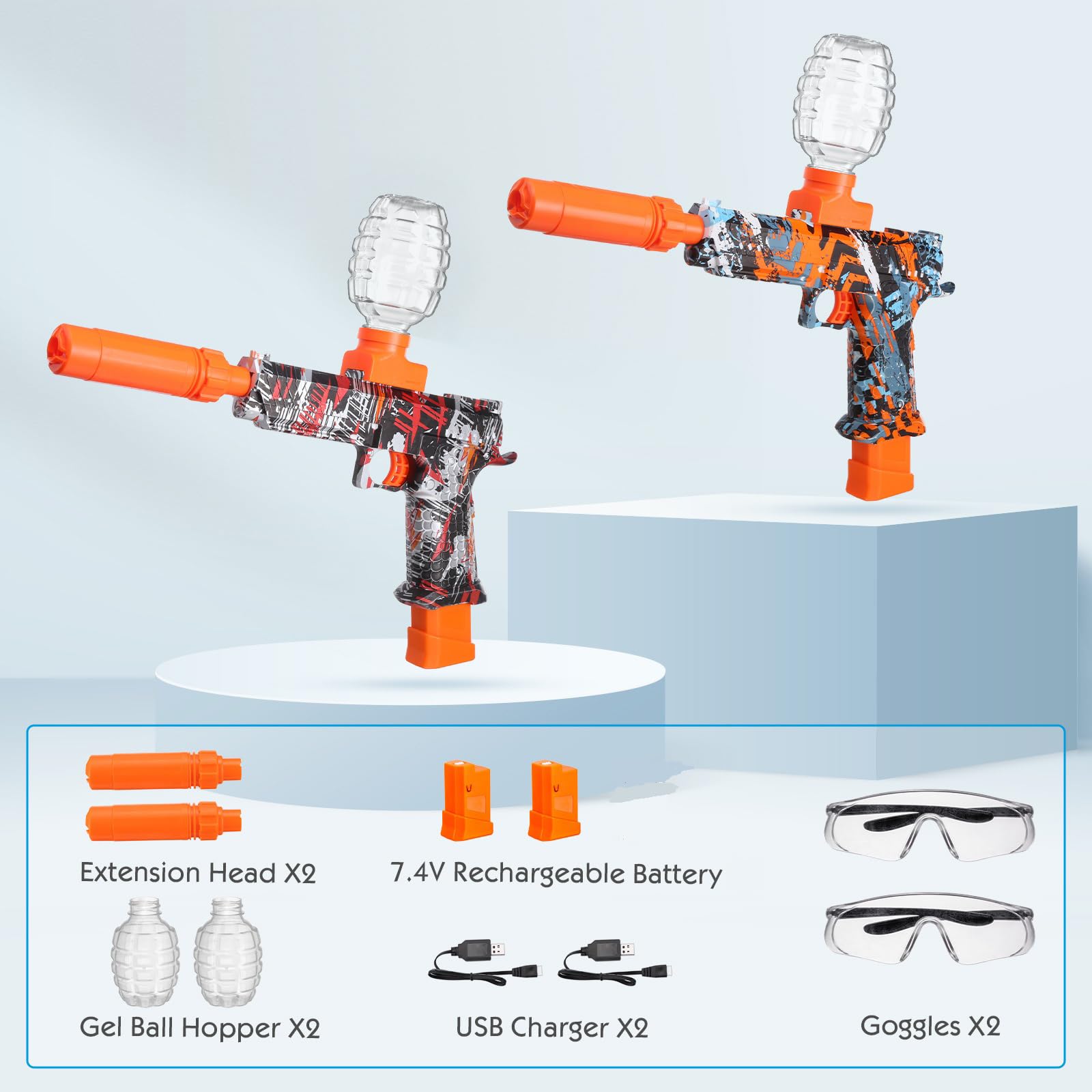 JESKH Splatter Blaster 2-Pack in outdoor action with high-speed bursts.