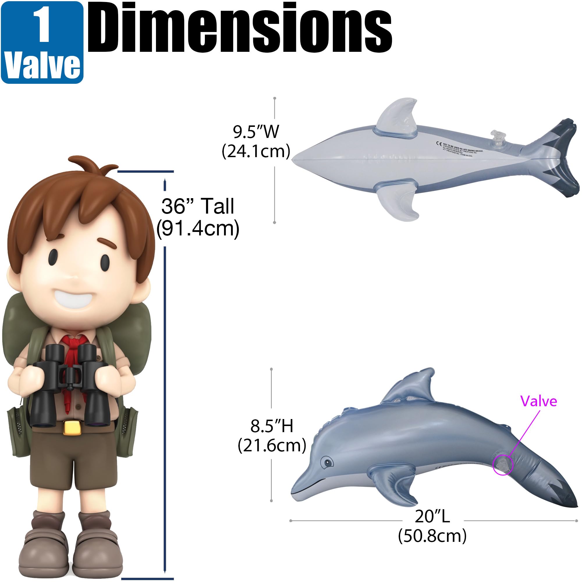 Jet Creations durable PVC inflatable dolphin suitable for indoor or outdoor use