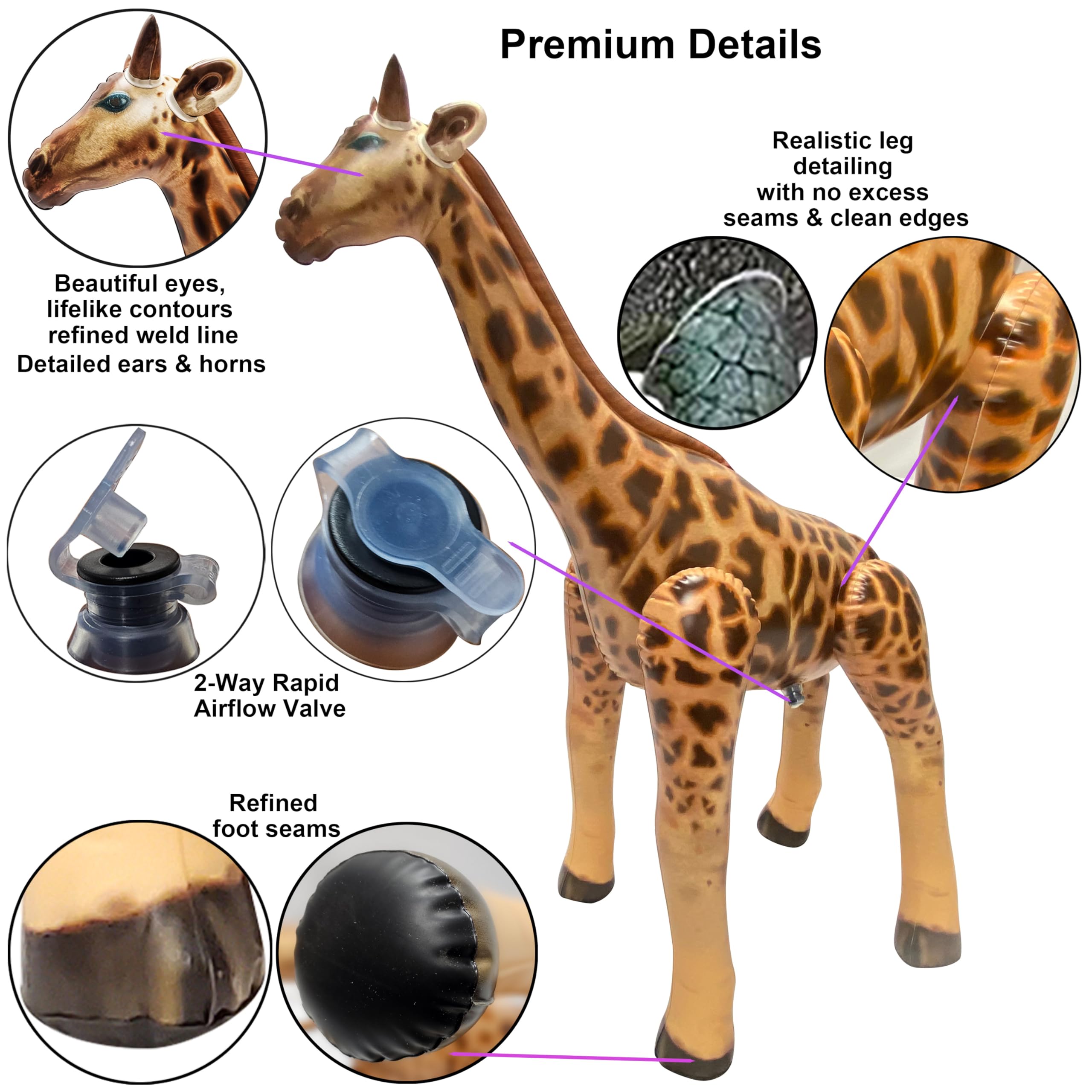 Jet Creations giraffe inflatable with detailed CMYK print for realism.
