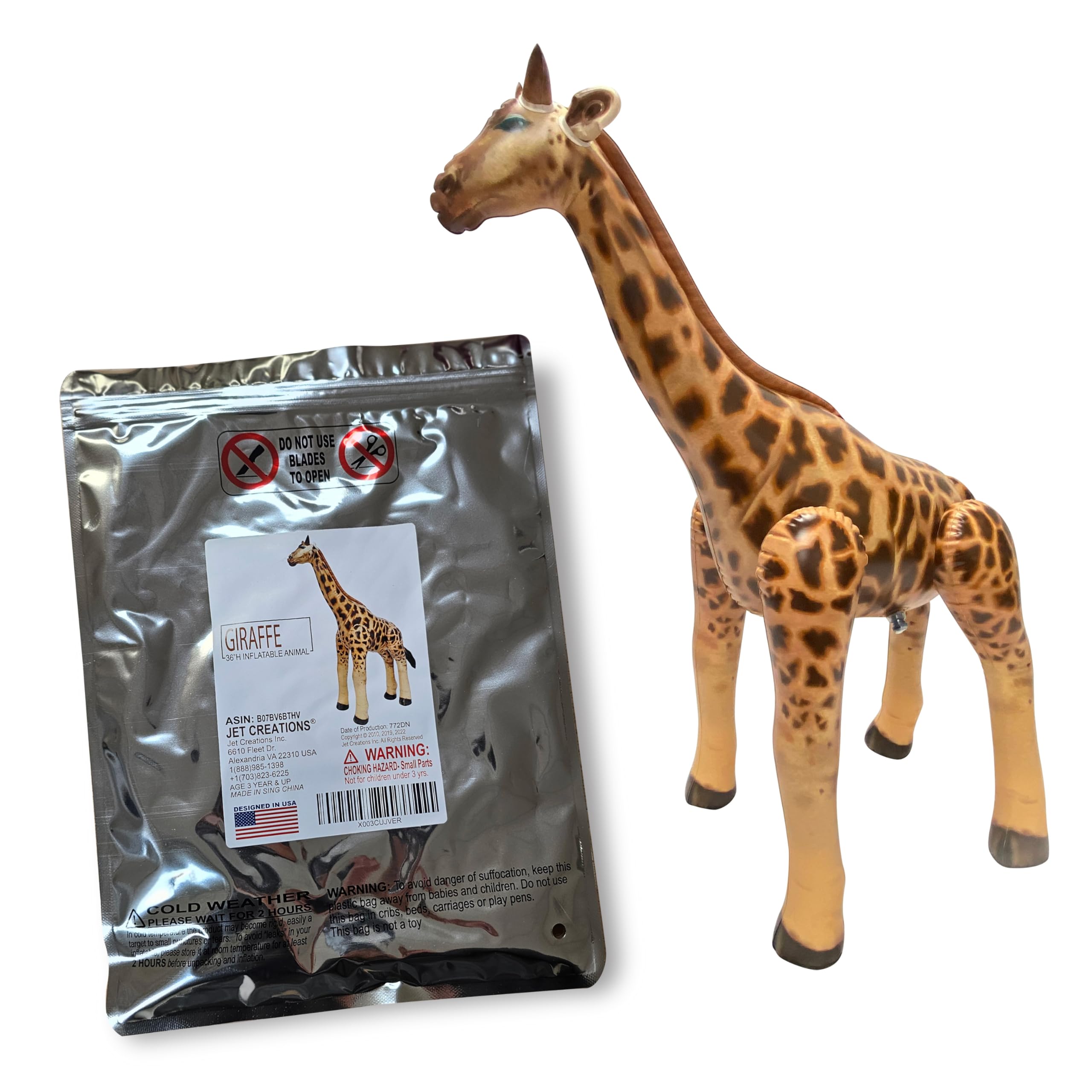 Jet Creations giraffe inflatable with semi-gloss finish for lasting charm.