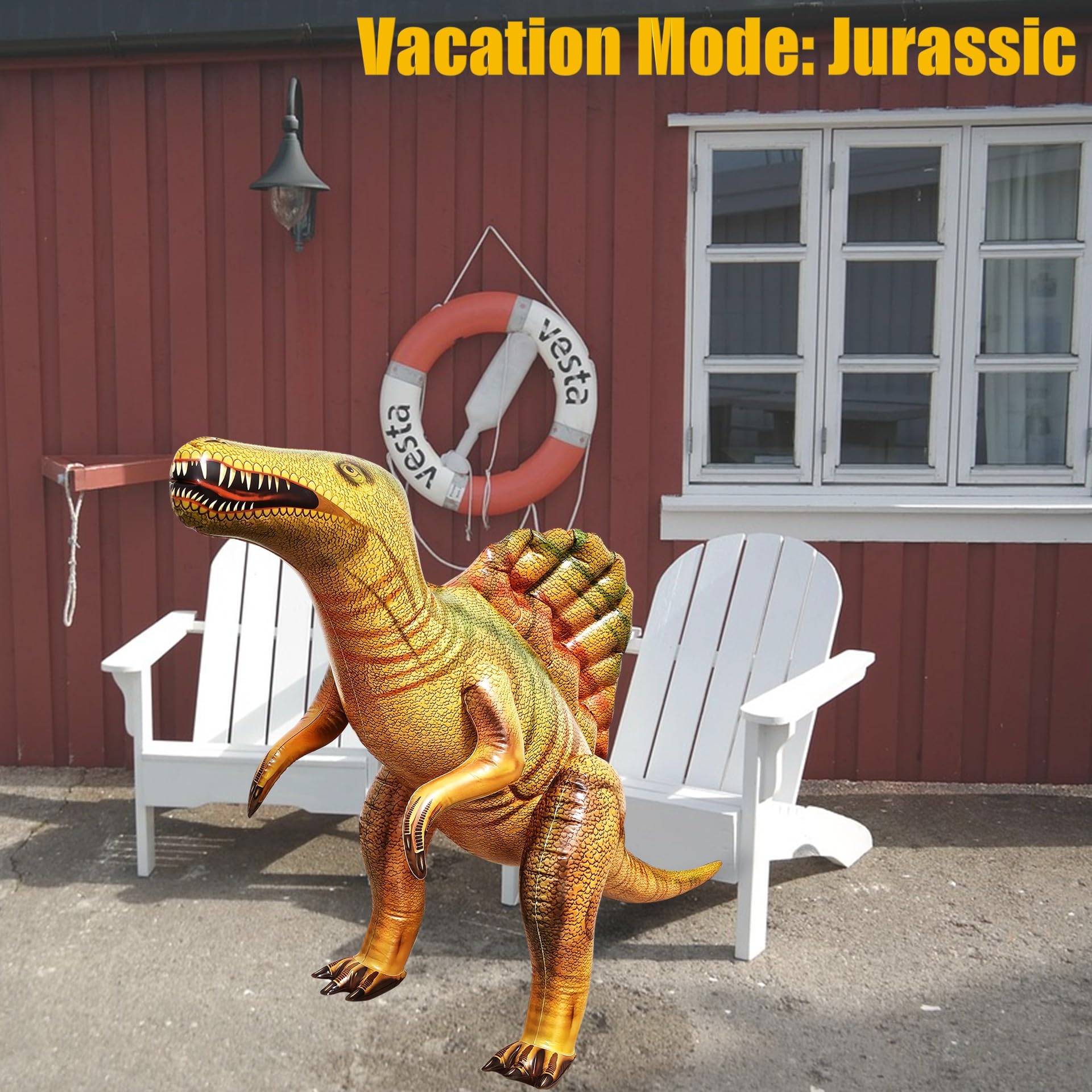 Jet Creations Spinosaurus inflatable in durable vinyl for year-round indoor and outdoor use