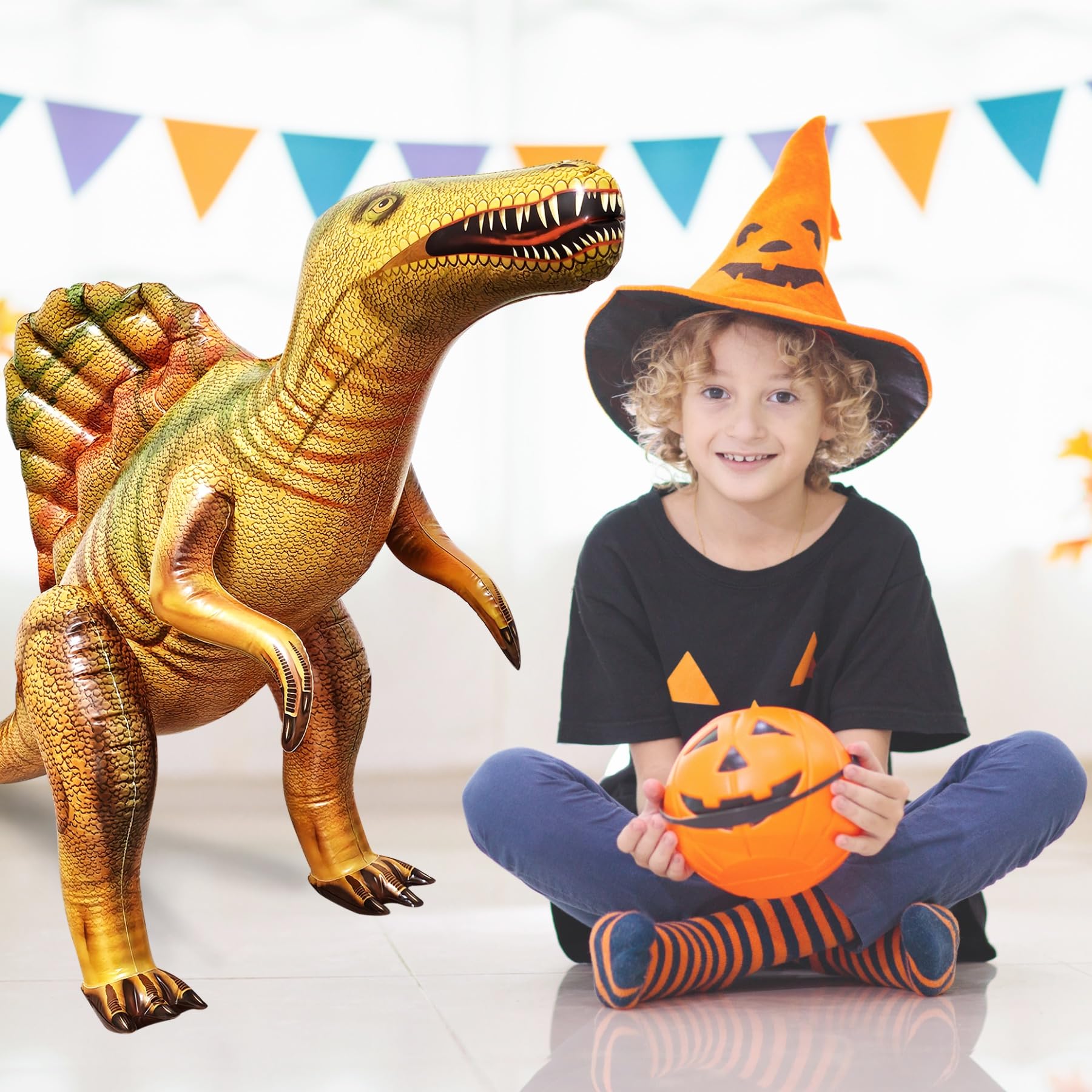 Jet Creations Spinosaurus inflatable side view, ideal for yard decor and photo props
