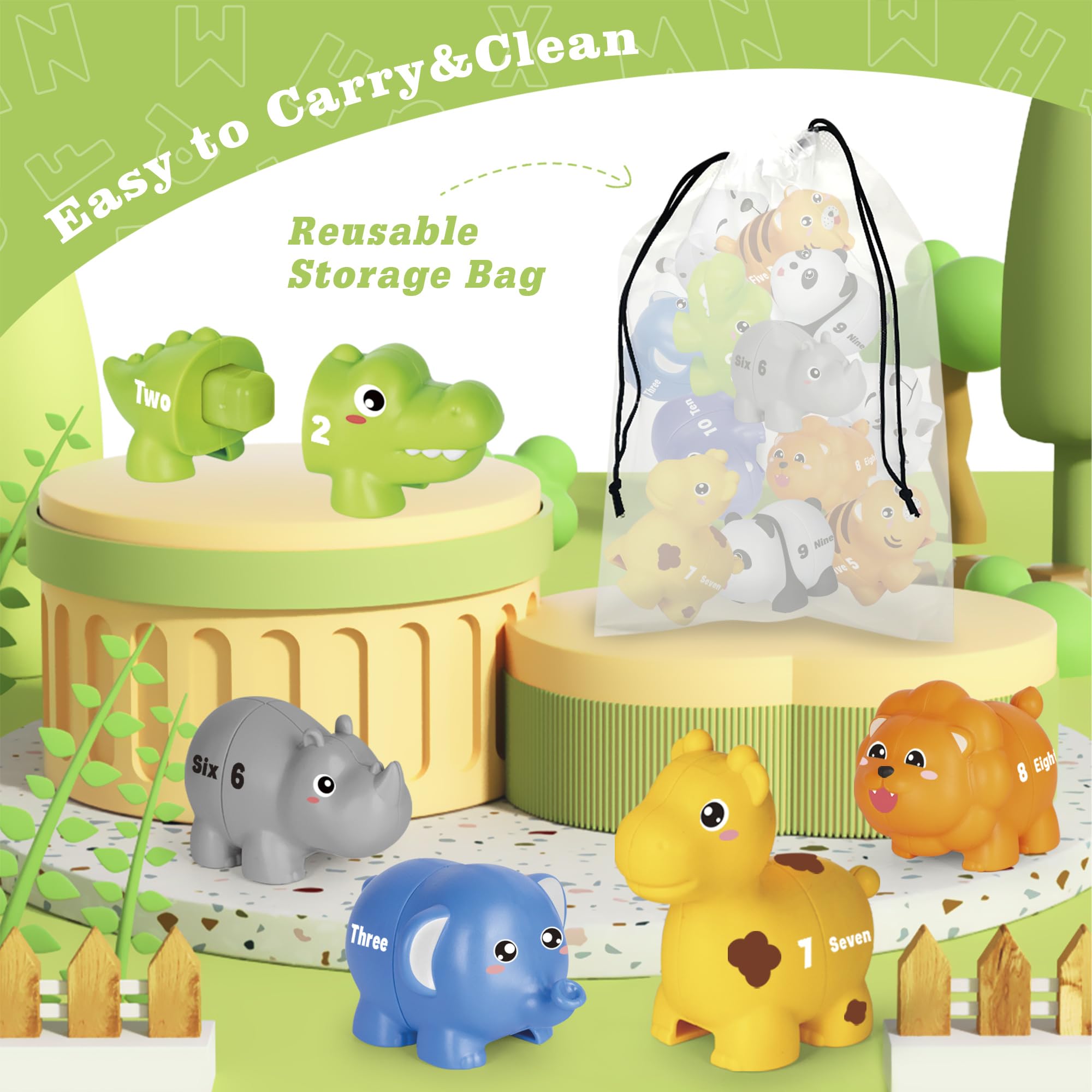 Jetbotell color sorting and counting with animal figures