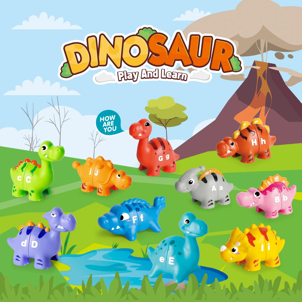 Jetbotell Triceratops and friends with letters supports hands on ABC learning