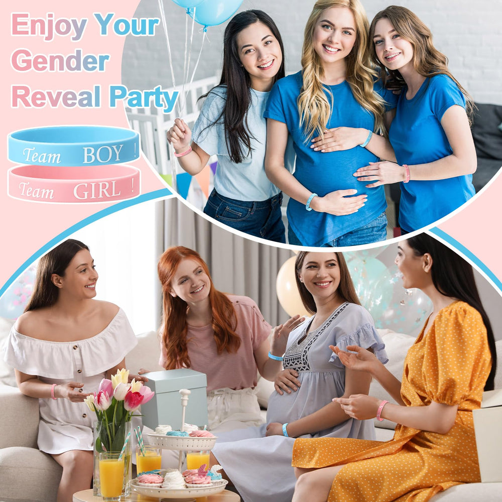 Jetec 60-piece gender reveal set displayed with decor and signage