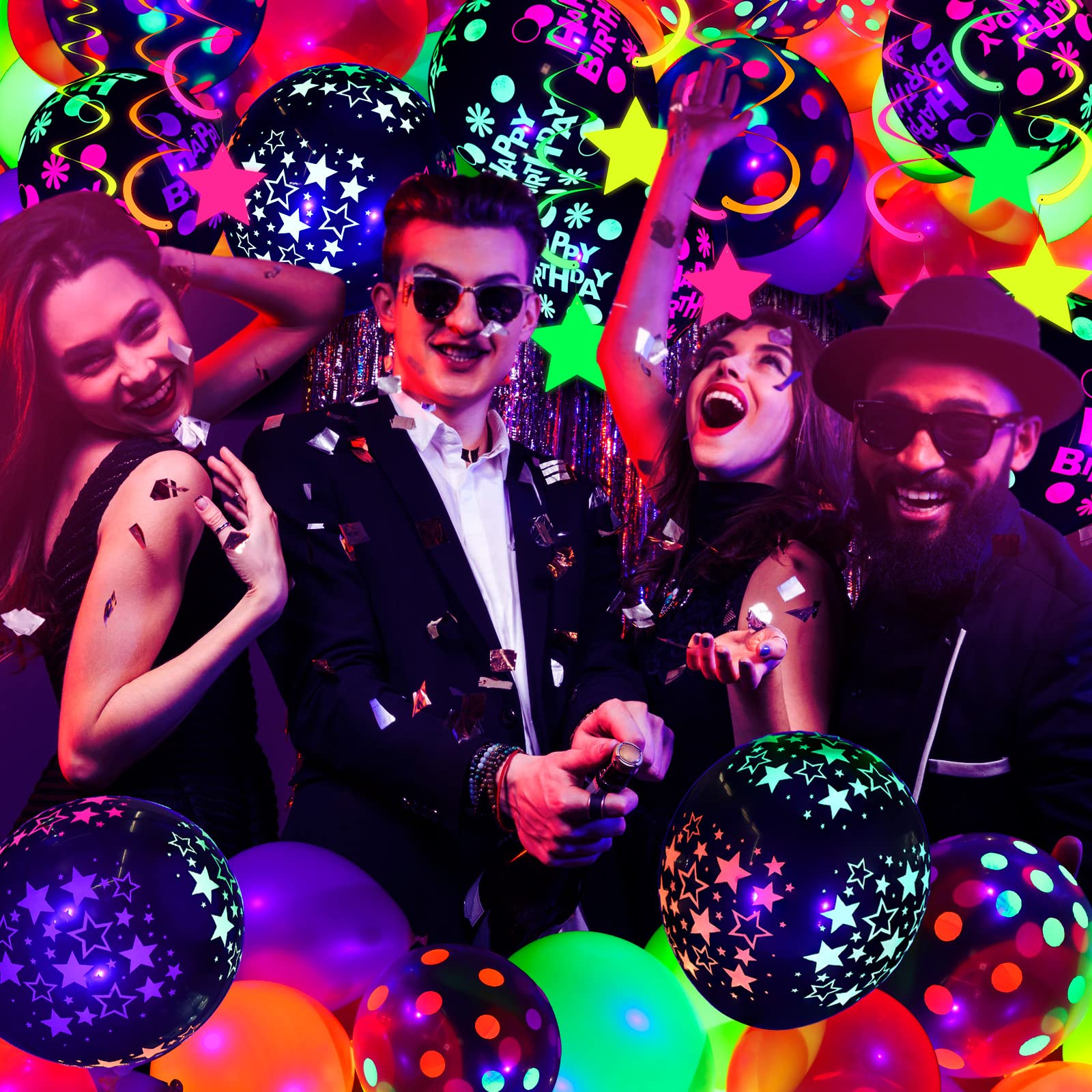 Jetec blacklight banner shines under UV light to brighten party decor.