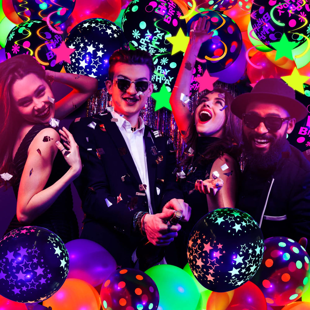Jetec blacklight banner shines under UV light to brighten party decor.
