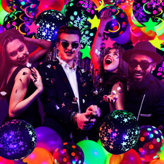 Jetec blacklight banner shines under UV light to brighten party decor.