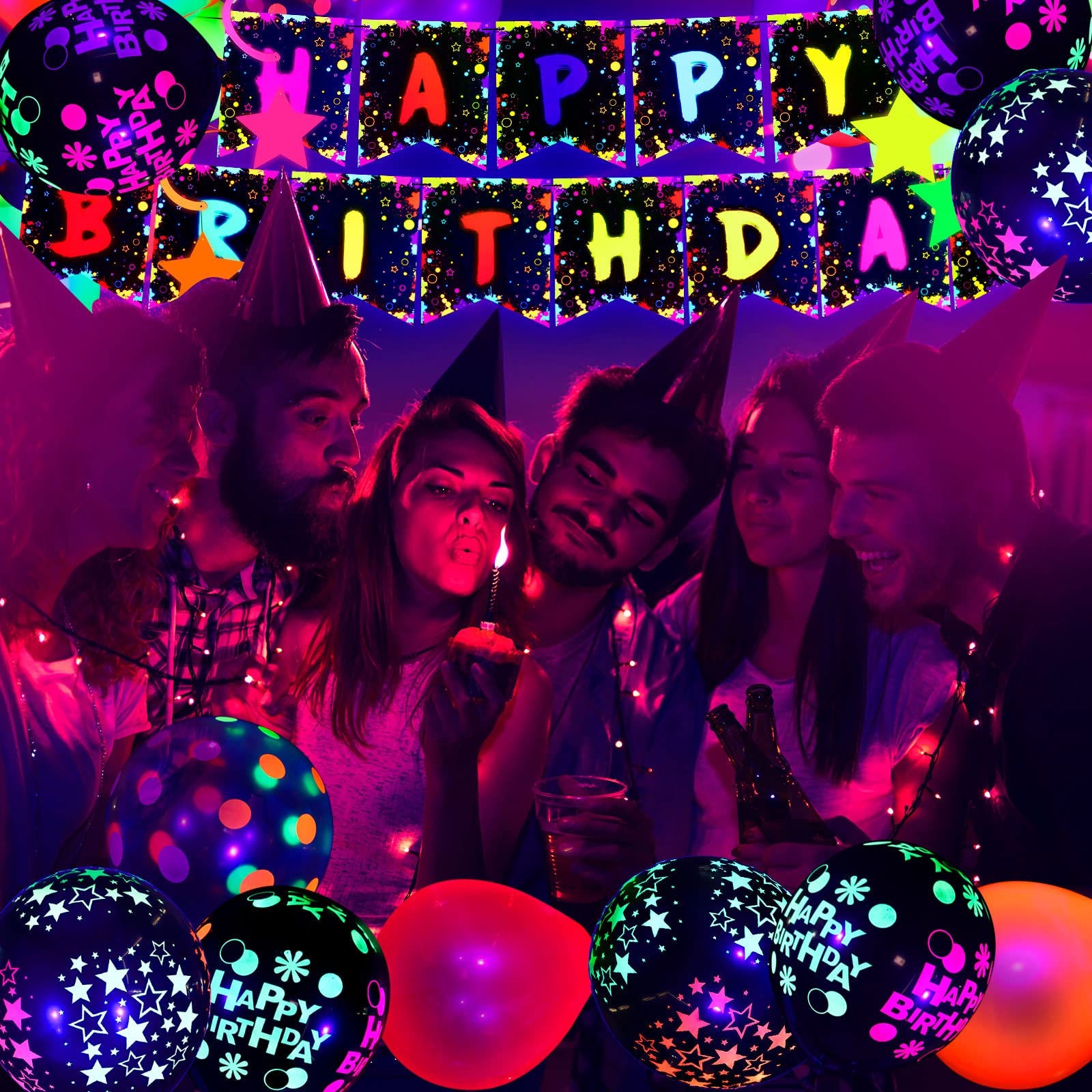 Jetec glowing birthday banner adds eye-catching flair to evening parties.