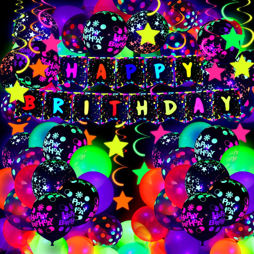 Jetec neon glow balloons 12in for vivid glow-in-the-dark party photos.