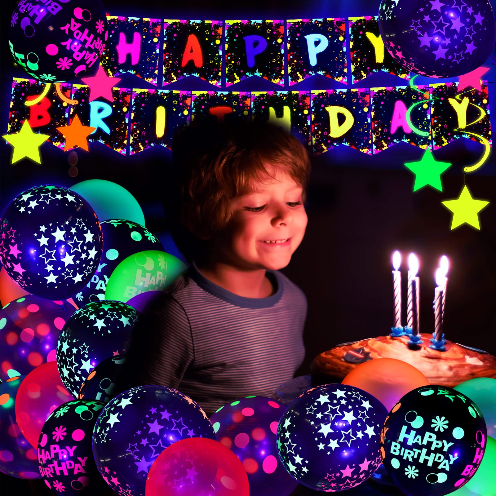Jetec neon party decorations set ideal for colorful photo booth scenes.
