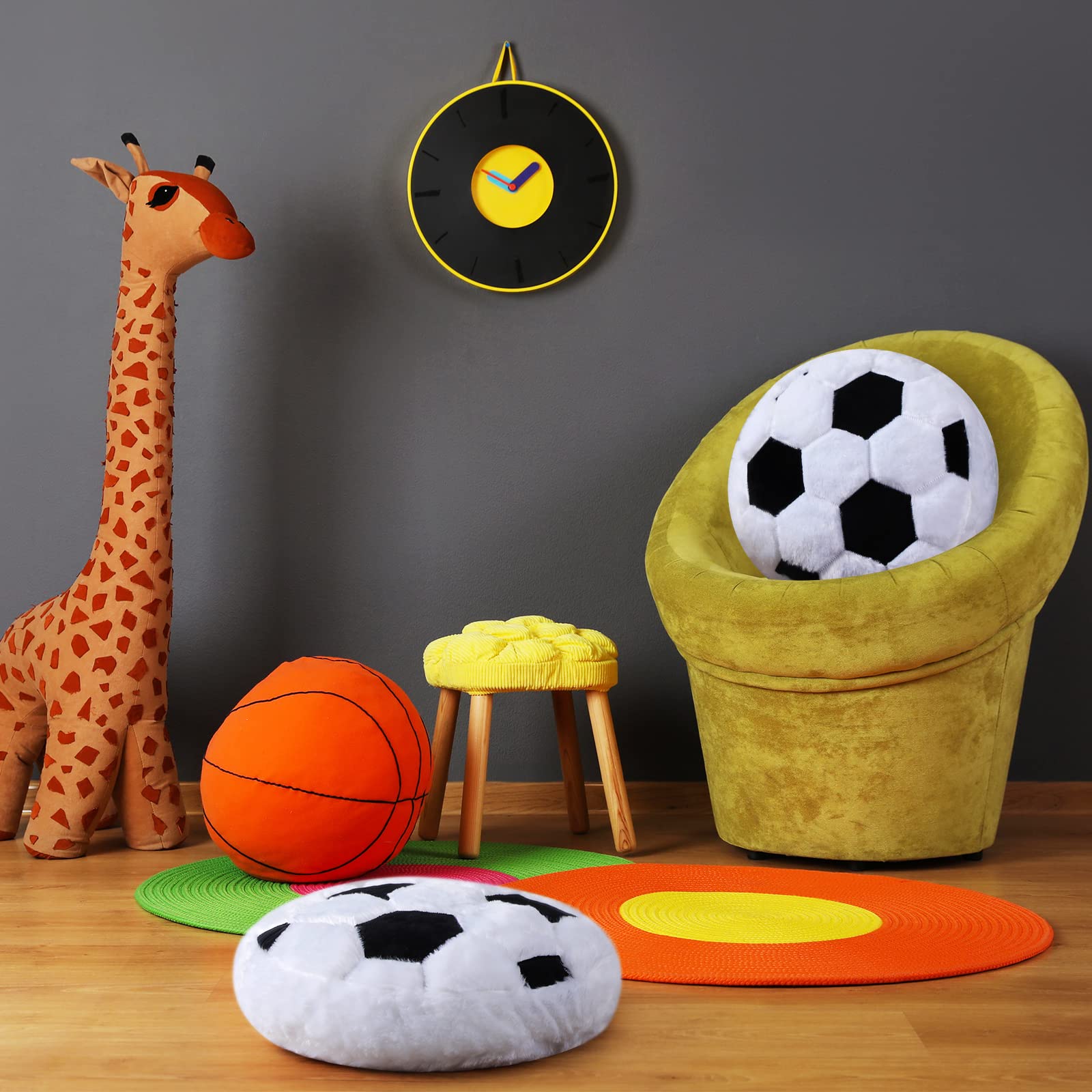 Jetec soccer pillow embroidery detail adds sporty charm.
