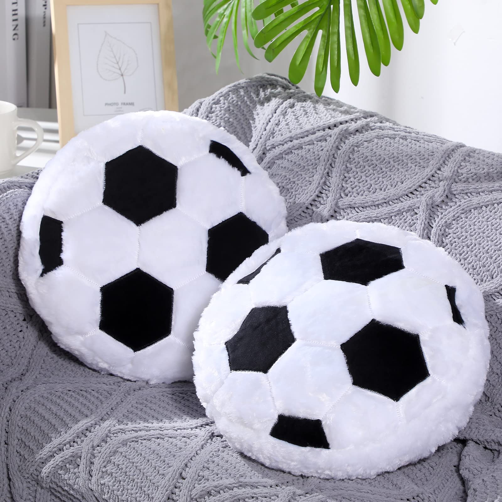 Jetec soccer pillow round fluffy plush, perfect for cozy lounging.