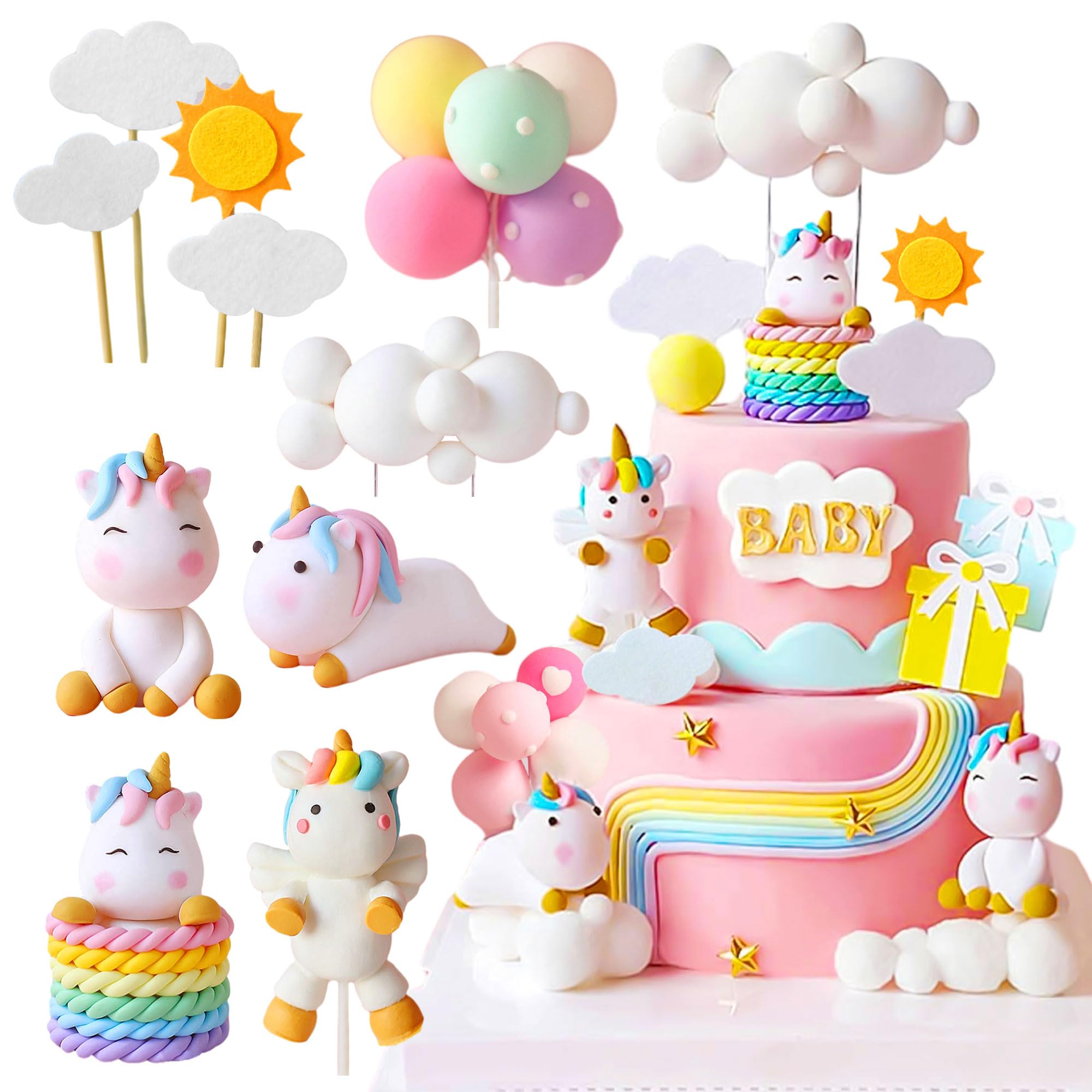 JeVenis luxury unicorn rainbow topper on cake, adding colorful magic to celebrations