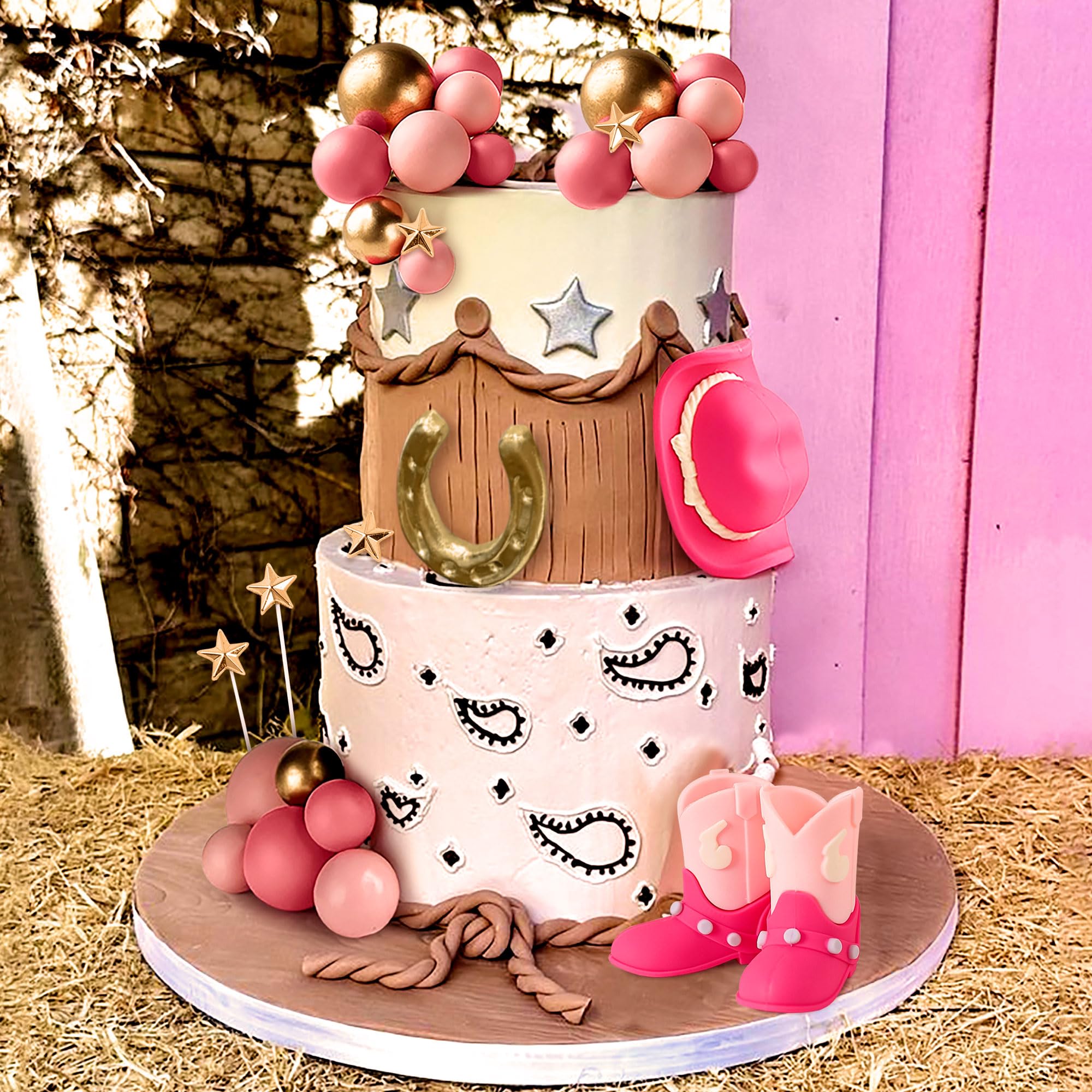 JeVenis pink cowgirl boots closeup highlights a cute party detail.