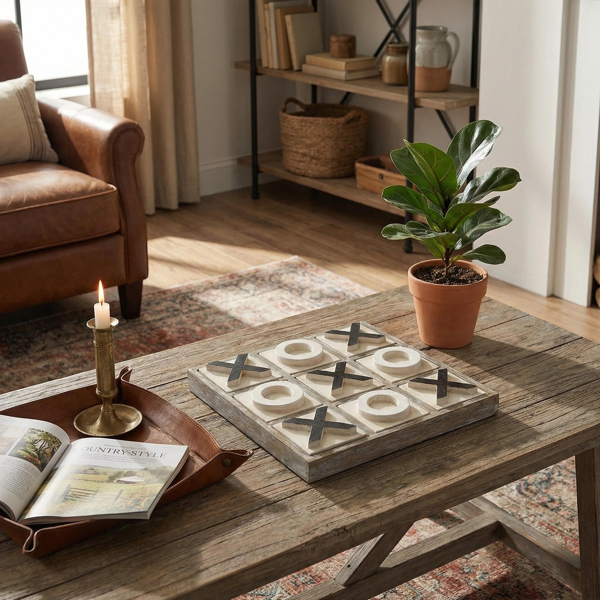 JEVERGN rustic frame holds X and O pieces securely during play.