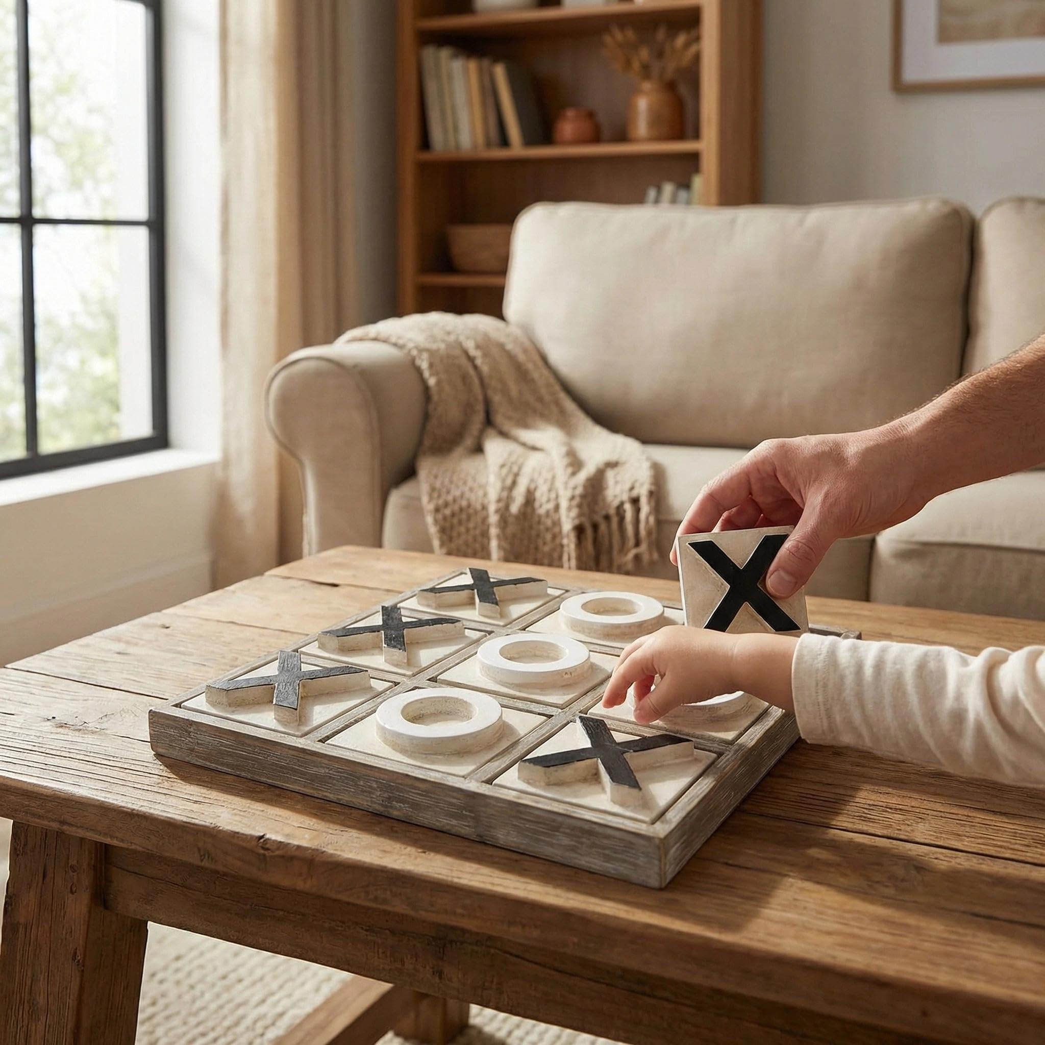 JEVERGN rustic coffee table decor blends with farmhouse style.