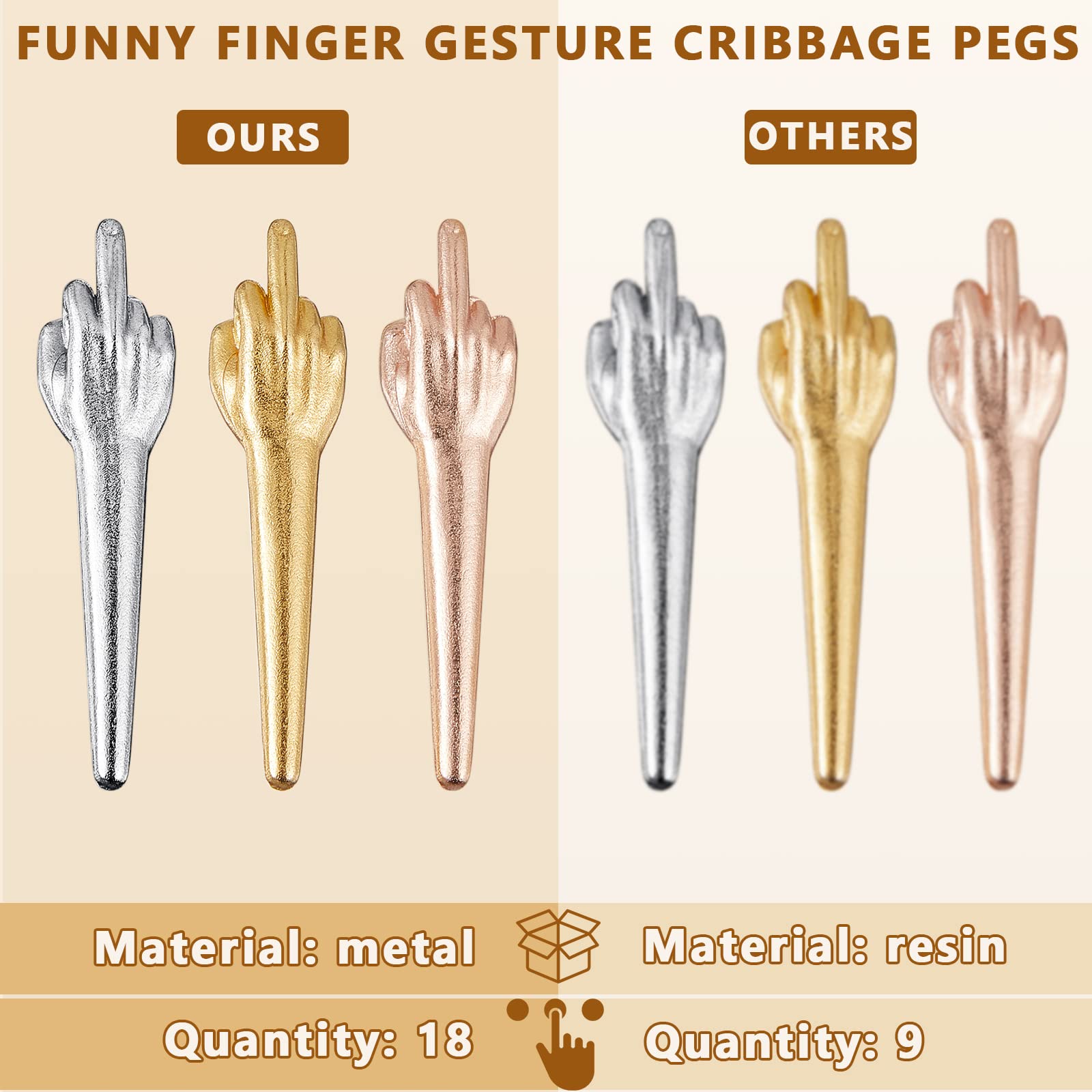 Jexine 18-piece metal cribbage peg set for ready games.