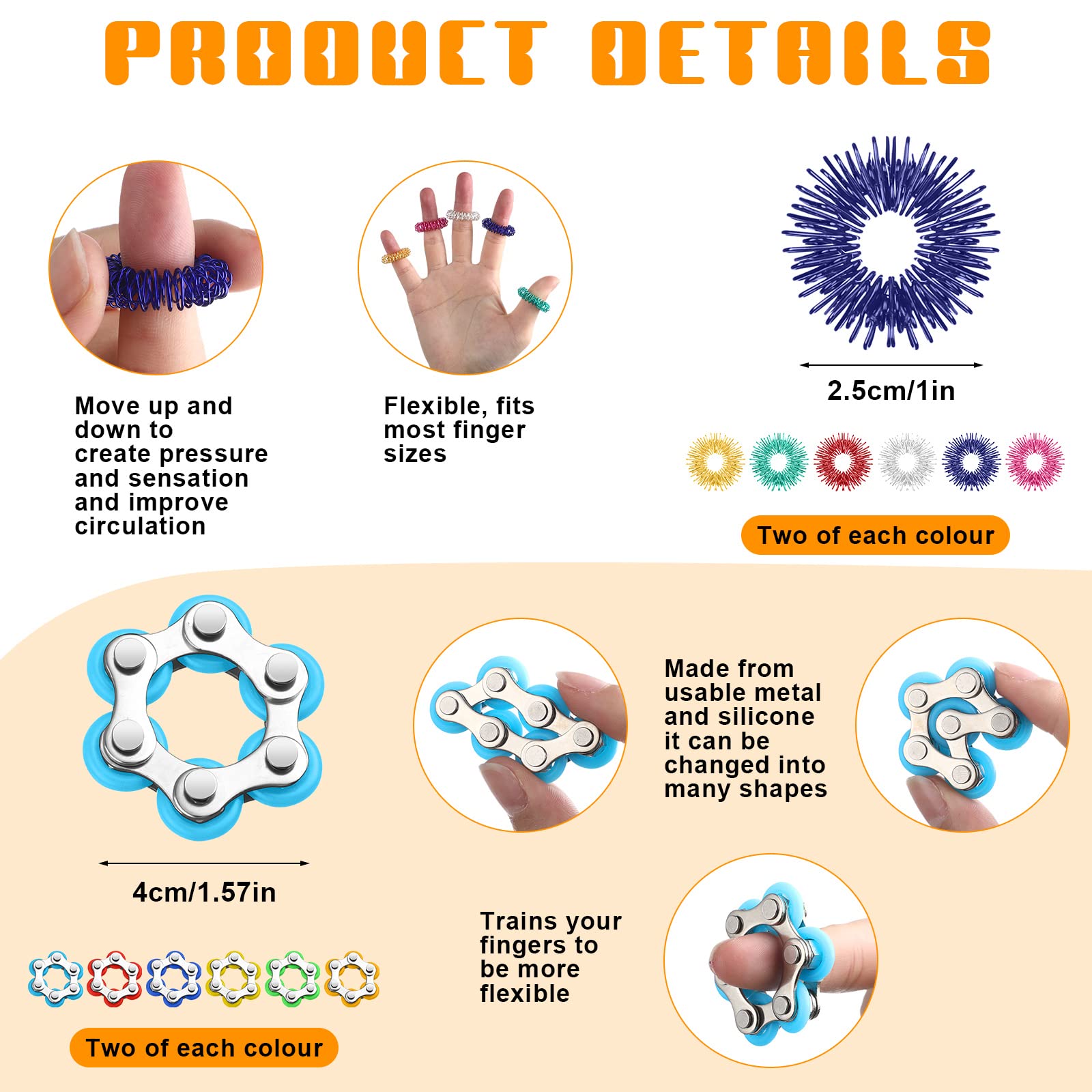 Jexine six-wheeled roller chain fidget for smooth rotation and stress relief