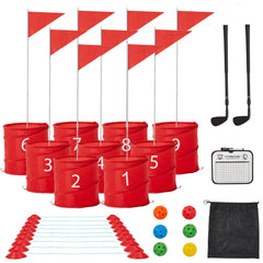 JFHID bucket yard golf game 9-hole set offering realistic club feel for backyard fun