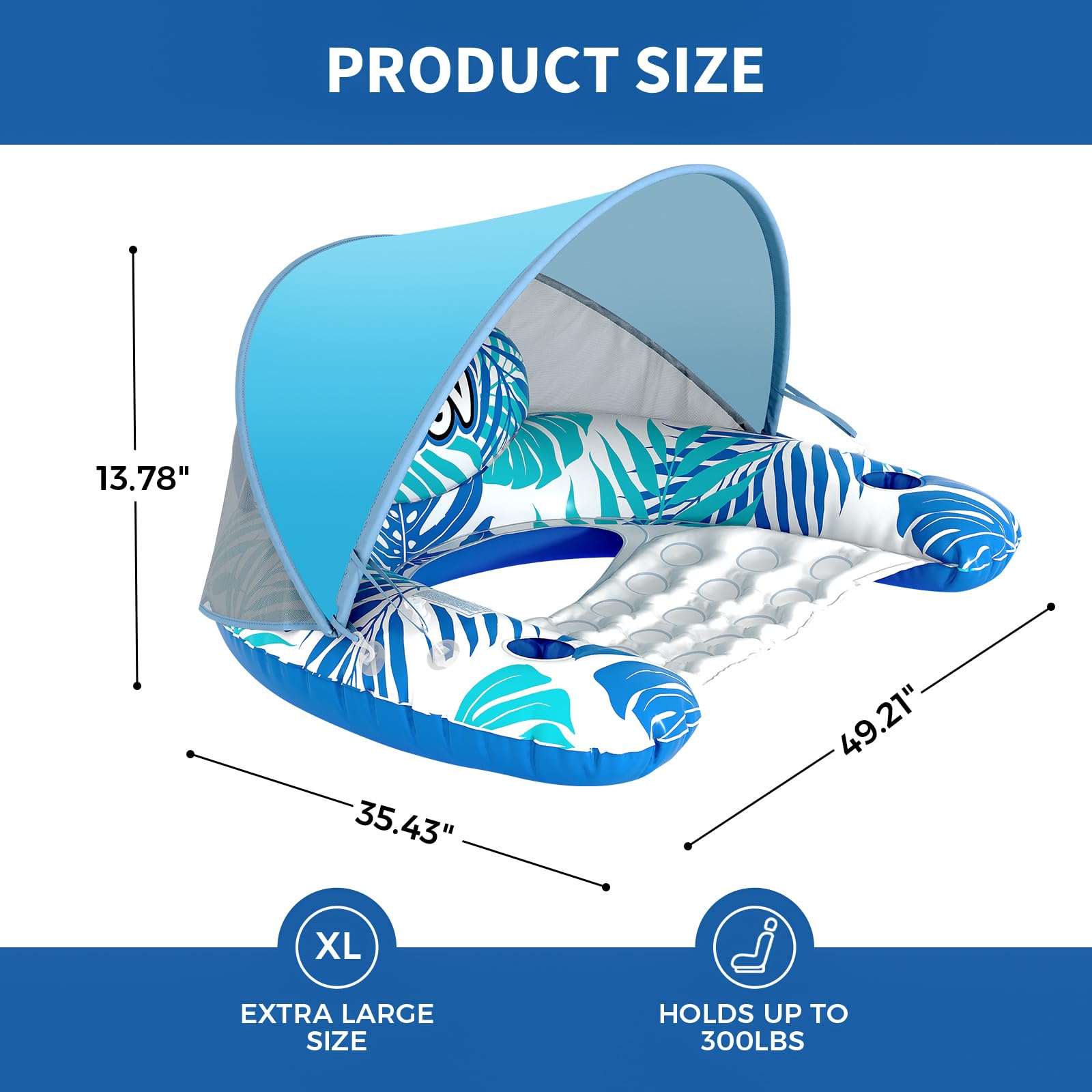 JGV pool float inflates quickly with a pump for fast setup.