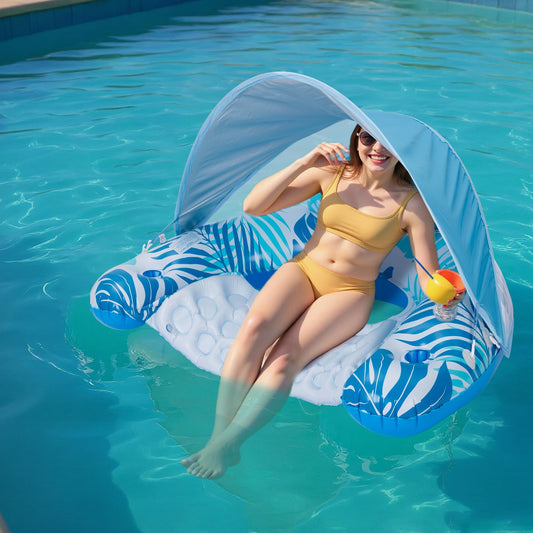 JGV XL canopy pool float provides broad shade for sunny pool days.