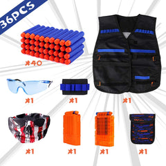 JGCWorker protective glasses and tactical mask provide eye and face protection in Nerf battles.