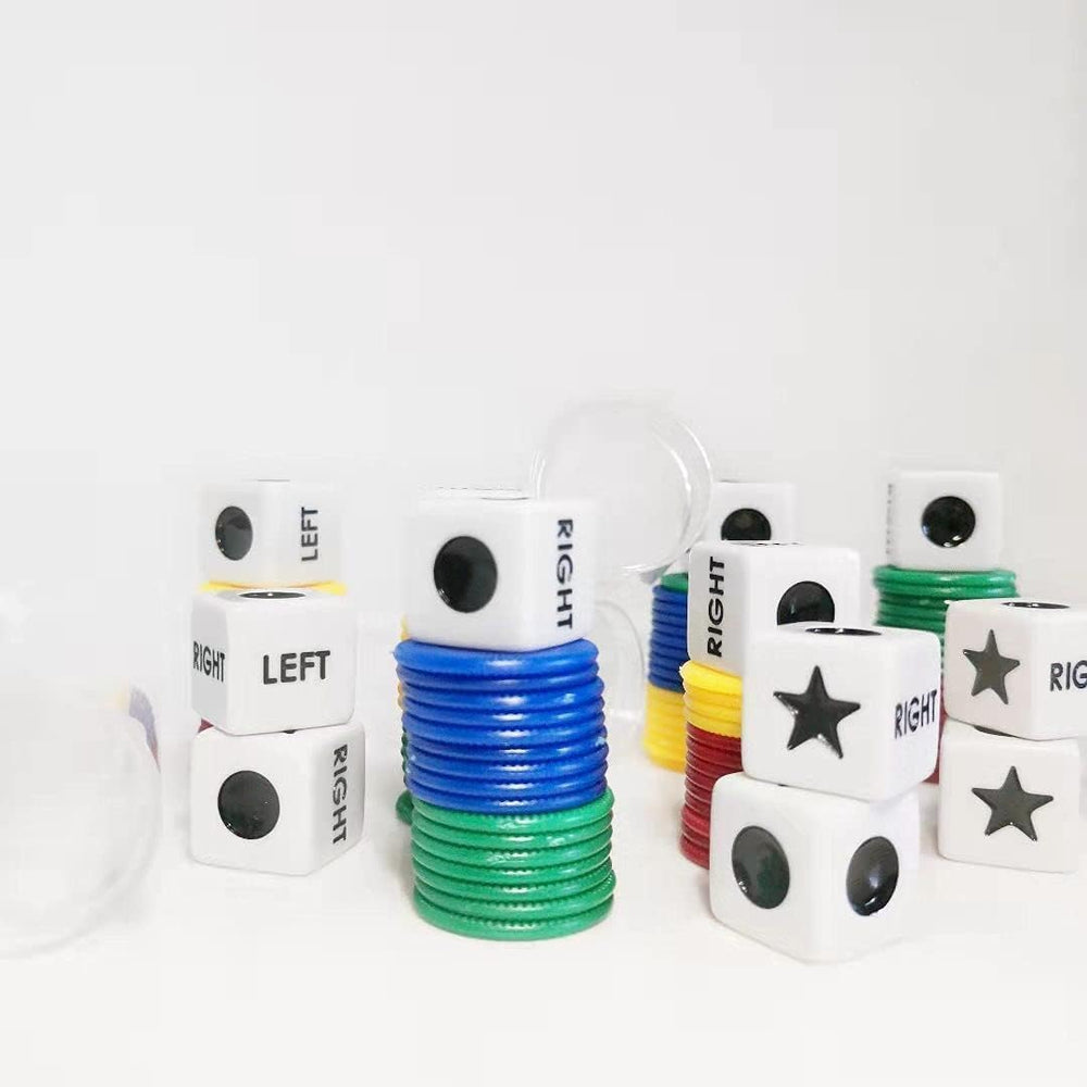 JHFY Left Right Center three dice ready for quick rounds