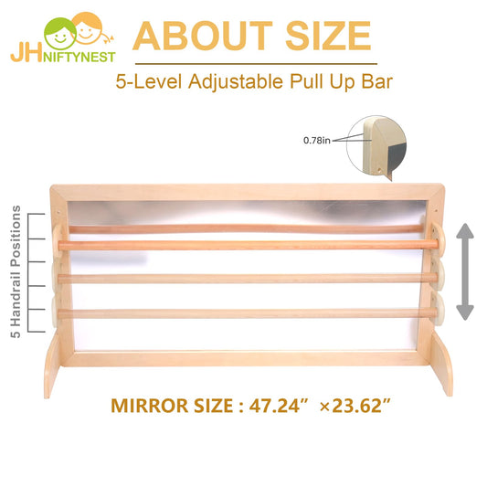 JHNIFTYNEST wooden pull-up bar mount for easy wall installation.