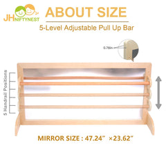 JHNIFTYNEST wooden pull-up bar mount for easy wall installation.