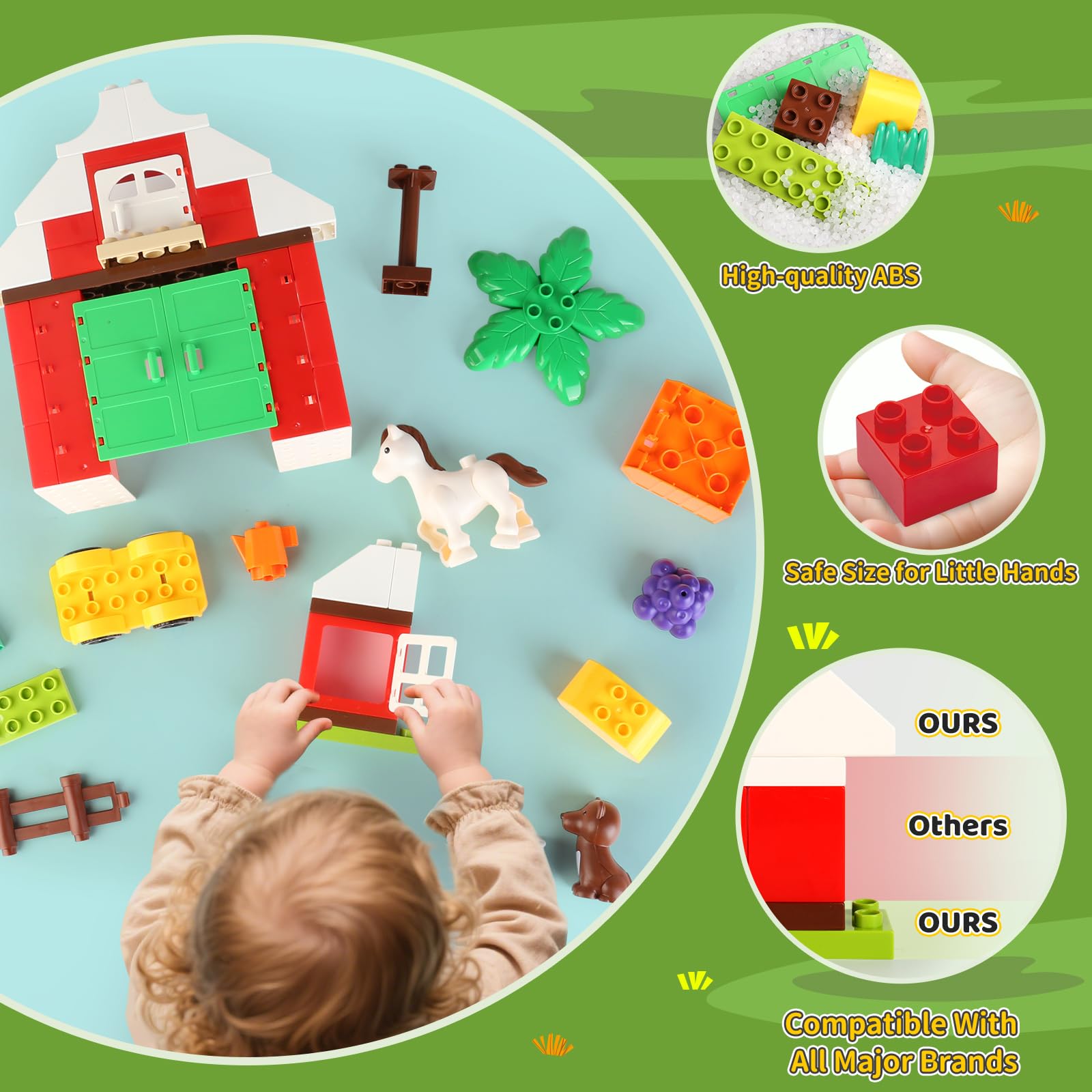 JHTigre large ABS plastic blocks designed for safe chunky handling