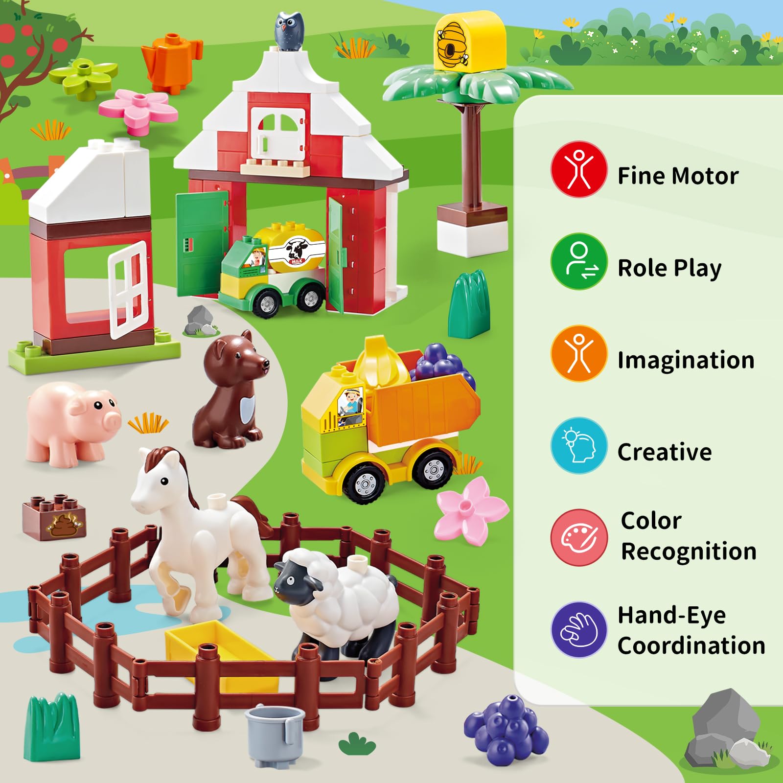 JHTigre truck scene enables role-play and sequencing during farm play