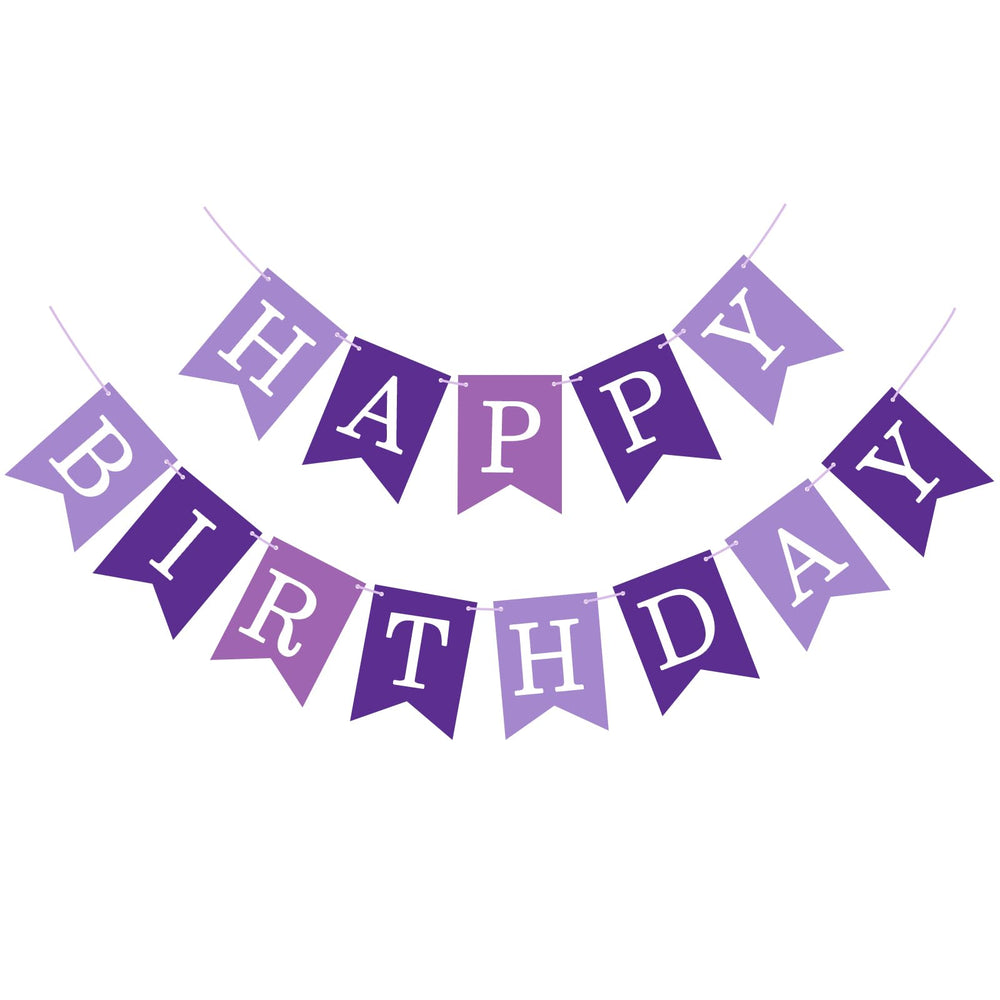 JHZMCRX Happy Birthday Banner Sign in light purple for festive wall décor