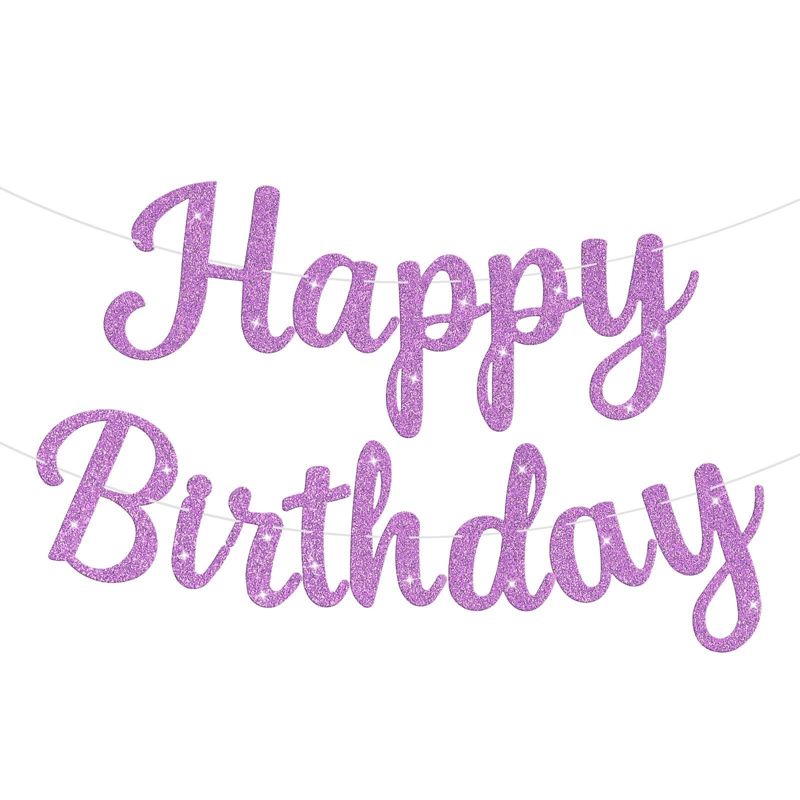 JHZMCRX light purple glitter birthday banner sparkling focal point for parties