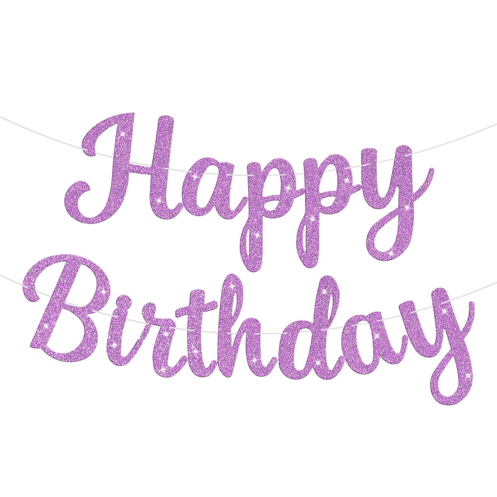 JHZMCRX light purple glitter birthday banner sparkling focal point for parties
